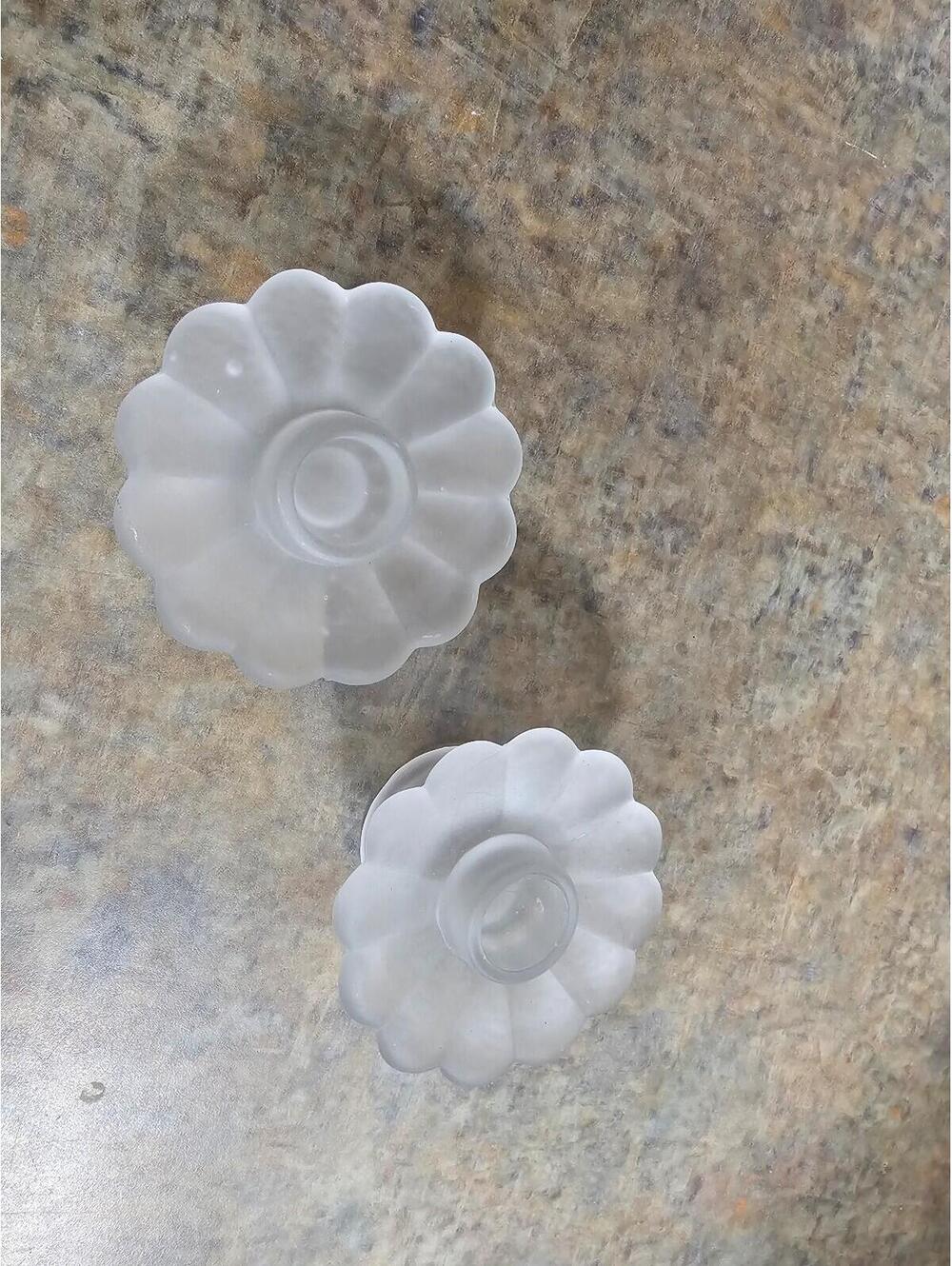 vintage frosted glass taper candle holders
